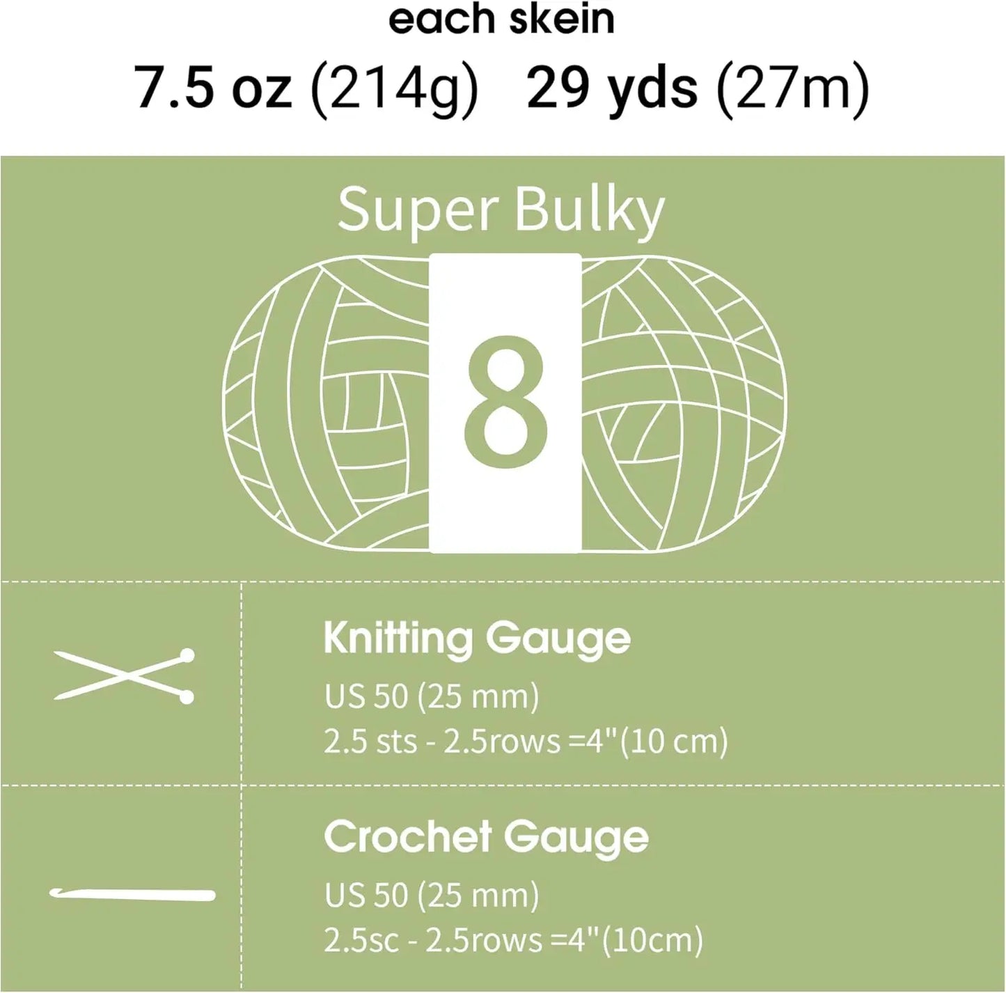 Soft Plush Sage Green Chunky Yarn for Crocheting & Knitting, 8 Pack - Fluffy Jumbo Chenille Yarn