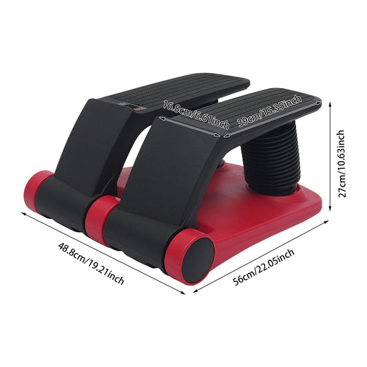 Twist Stepper for Exercise Red/Gold Stair Stepper with Resistance Bands and LCD Display 150kg Loading Capacity for Home