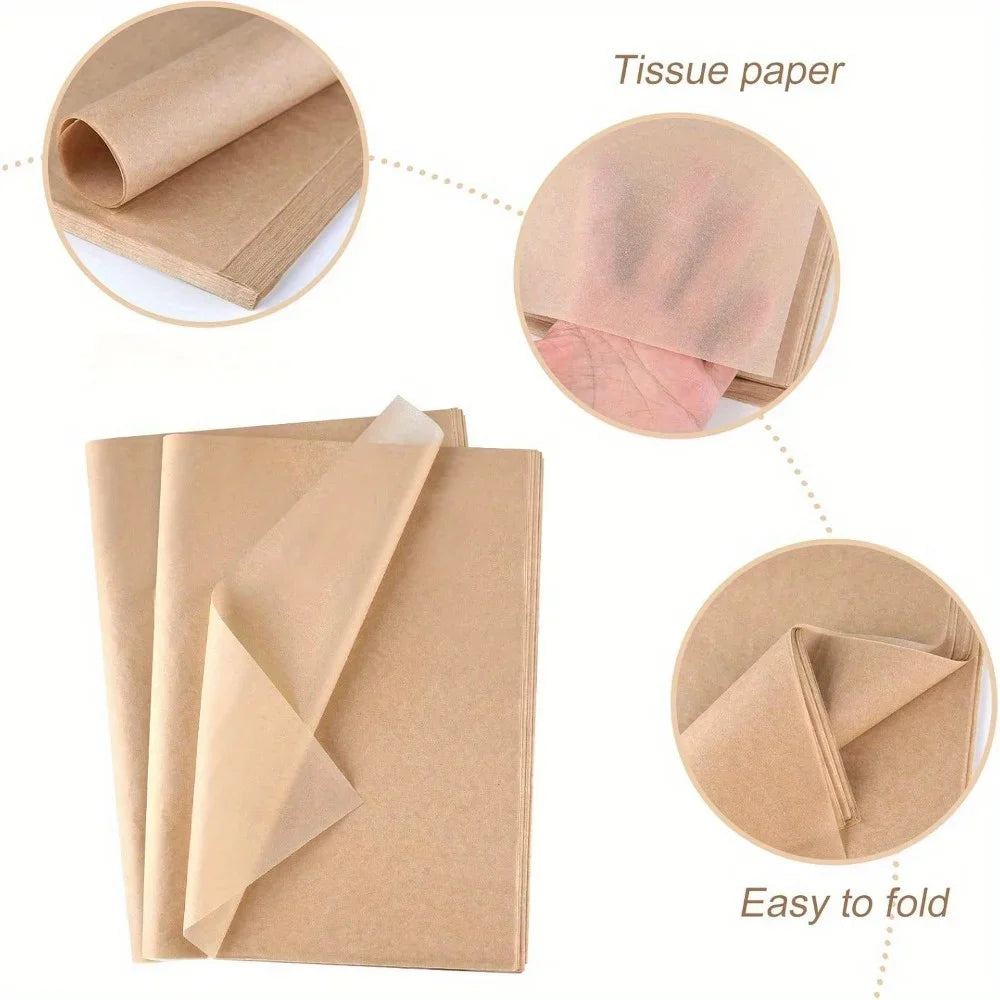 10-100 Sheets Brown Tissue Paper for Packaging Gift Wrapping Craft Papers Bulk for DIY Wedding Festival Party Supplies