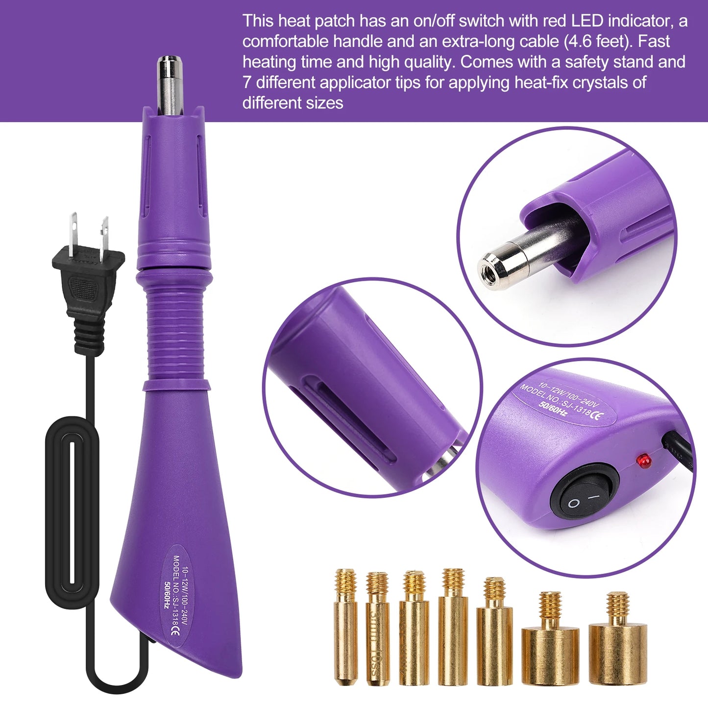 Hotfix Applicator DIY Hot Fix Rhinestone Applicator Wand Tool Kit for Textiles Crafts Purple US
