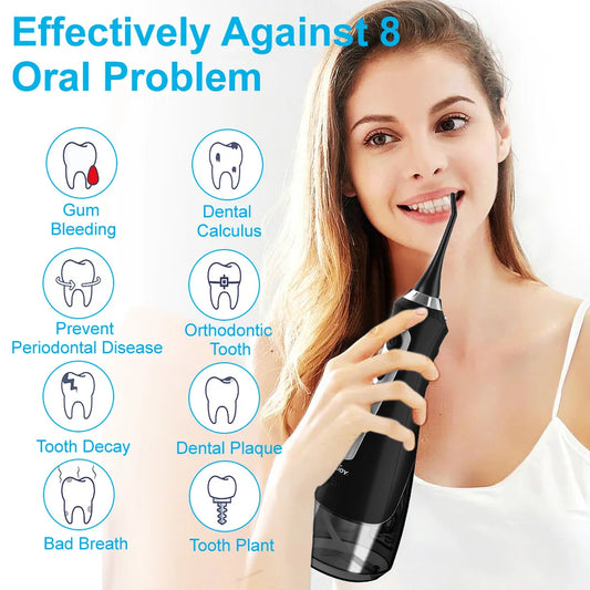 SEJOY Oral Irrigator Water Flosser Dental Teeth Whitening strips 230ML Tank 5 Modes 8 Jet Tips Washing Machine for Home