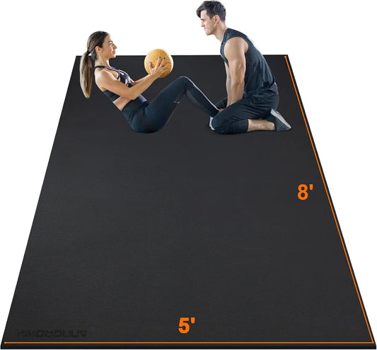 Extra-Large 8'x5' Home Gym Mat, Heavy-Duty Non-Slip Flooring for Workouts, Yoga, and Cardio