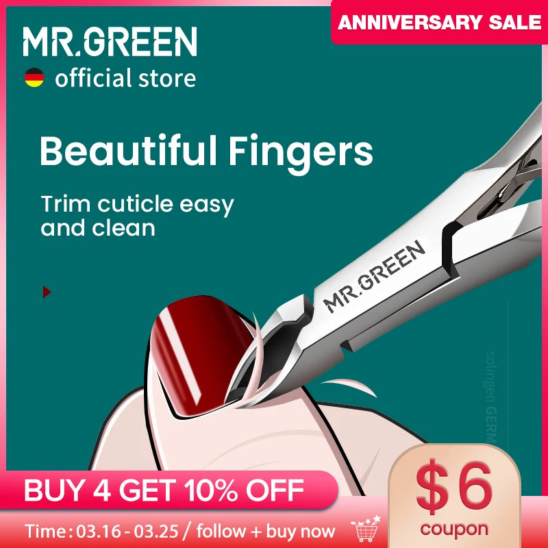 MR.GREEN Cuticle Nippers Nail Manicure Cuticle Scissors Clippers Trimmer Dead Skin Remover Pedicure Stainless Steel Cutters Tool