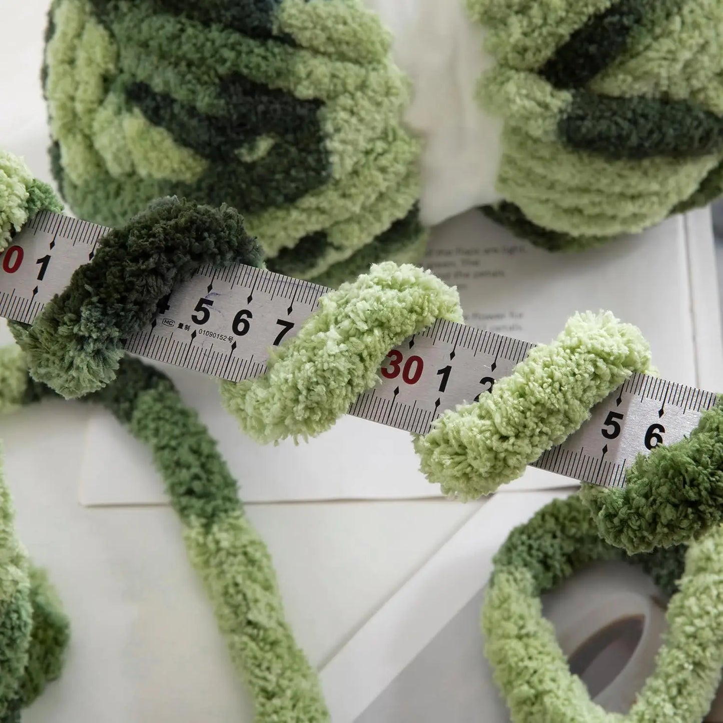 Soft Plush Sage Green Chunky Yarn for Crocheting & Knitting, 8 Pack - Fluffy Jumbo Chenille Yarn