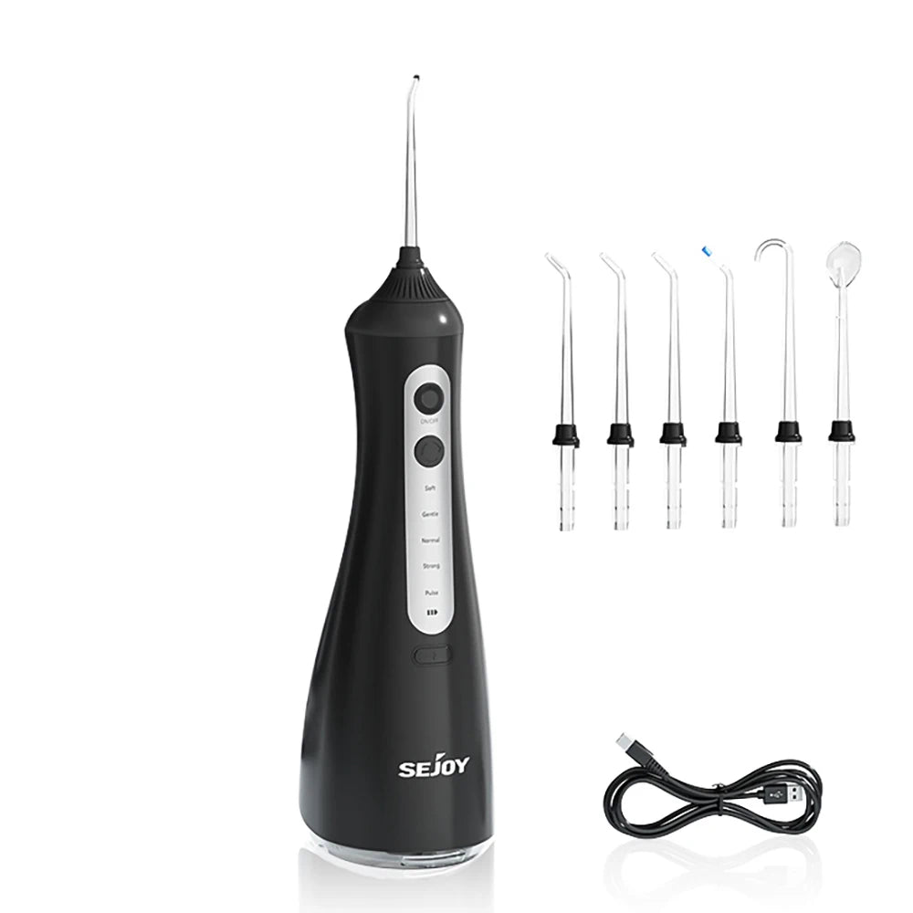 SEJOY Oral Irrigator Water Flosser Dental Teeth Whitening strips 230ML Tank 5 Modes 8 Jet Tips Washing Machine for Home