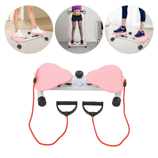 Waist Twister Exercise Machine with Resistance Bands 220LBS Capacity Twist Board for Ab Workout & Weight Loss, Home Fitness Pink
