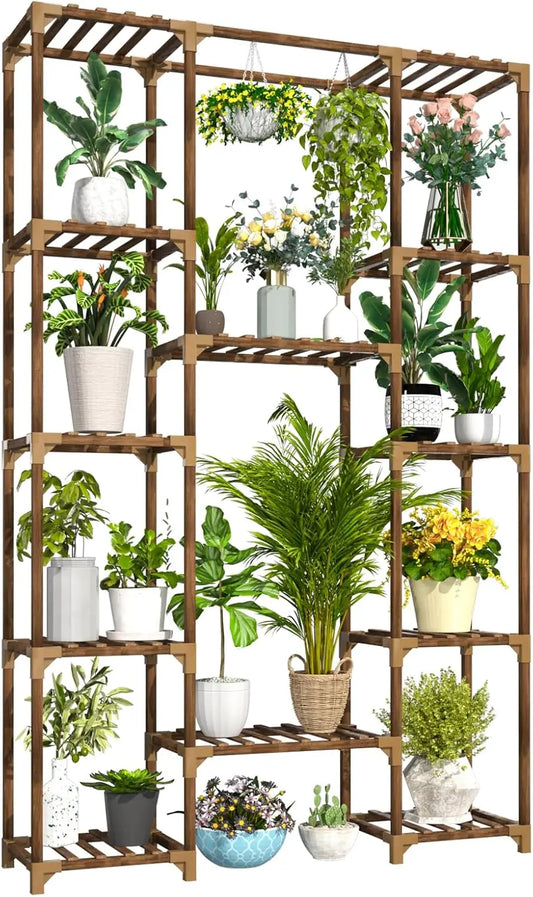 12 Tier Wooden Plant Stand for Indoor Outdoor Use in Room Balcony Garden Patio
