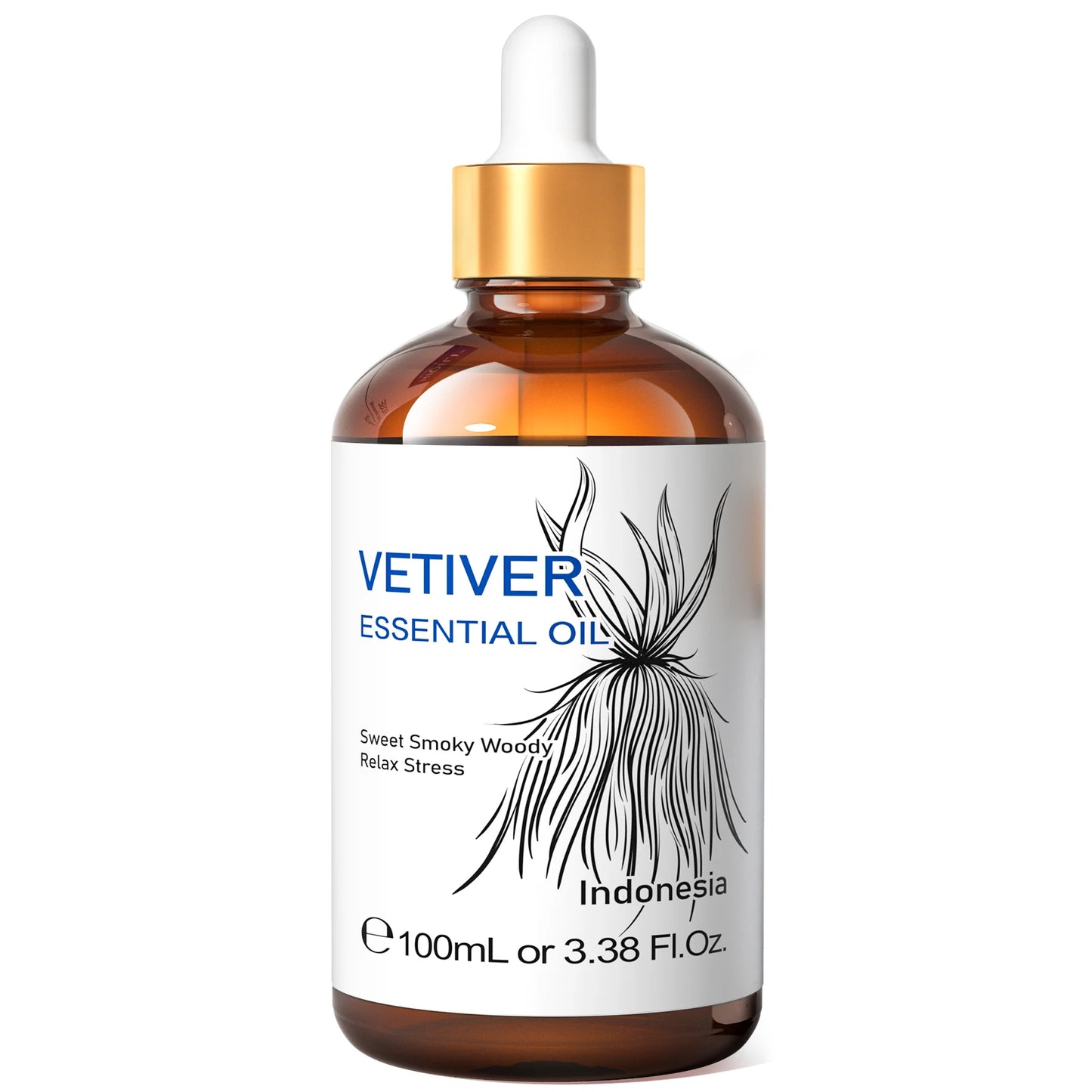 HIQILI 100ML Vetiver Essential Oils,100% Pure Nature for Aromatherapy, Diffuser, Humidifier,Massage, Relieving Stress, Hair Care